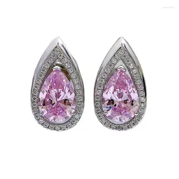 Stud Earrings S925 Silver Ear Droplets 3.3 Carat White 7 10 High Carbon Diamond Pear Shaped Versatile Earring Jewelry