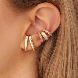 Stud Earrings Fashion Gold Color Crystal Zirconia Ear Studs For Women/Men Irregular Punk Clips Earring Piercing Jewelry