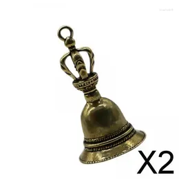 Decorative Figurines 2X Mini Brass Hand Call Bell Hanging Bells For Porch