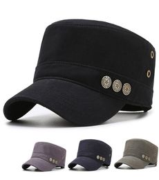 Hat Mens FlatTop Cap Korean Style Fashionable Simple Military Cap Outdoor Leisure AllMatch Sun Protection Hat Spring and Autumn 7684510