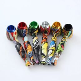 Smoking metal Pipes Water Transfer Printed Colour hand tobacco pipe removable Bong