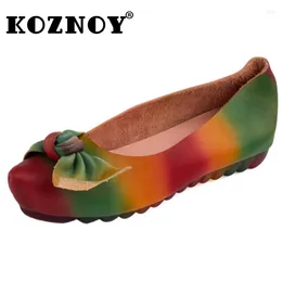 Casual Shoes Koznoy 4cm Oxfords Loafers Pointed Toe Comfy Slip On Summer Shallow Flats Mary Jane Ethnic Fashion Women Genuine Leather