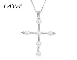 LAYA 925 Sterling Silver Pendant Necklace For Women Fashion New Simple Natural Fresh Water Pearl Party Wedding High Quality 89098537946272