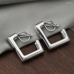Backs Earrings Girl's Birthday Gift Fashionable Smooth Face No Ear Hole Exaggerated Light Luxury Square Studs Commuter Premium