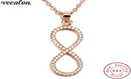Vecalon Eight Cross Shape pendant 925 Sterling silver 5A zircon Wedding Engagement Pendants with necklace for Women Jewelry2399148