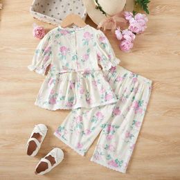 Clothing Sets Girls Suits Summer Fashion Childrens Short Sleeve Kids Shirts Tops+floral Pants Girls Clothing Sets Toddler Girl Clothes Set