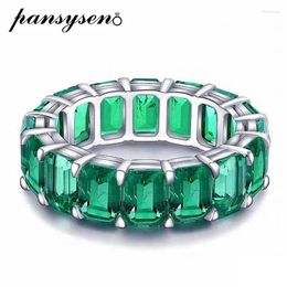 Cluster Rings PANSYSEN Vintage 925 Sterling Silver 1CT Created Emerald Gemstone For Women Men Anniversary Party Fine Jewellery Wholesale