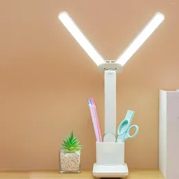 Table Lamps LED Desk Light Lamp Adjustable USB Charging Night With Pen Holder For Home Bedroom Reading