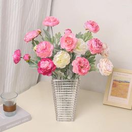 Decorative Flowers Luxury 3 Heads Artificial Peony Flower Wedding Table Centrepiece Decoration Flores Artificiales Home Decor Fake Silk