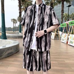 Men's Tracksuits Beach Clothes For Men 2 Piece Set Quick Dry Hawaiian Loose Shirt Shorts Fashion Clothing Printing Casual Outfits Summer