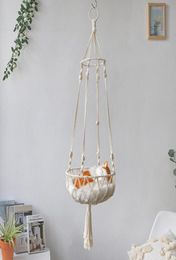Cat Beds Furniture Breathable Hollow Hanging Basket Cotton Line Flower Pot Fruit Pet Swing Net Bag Gift Home Decor4932464