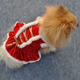 Dog Apparel Christmas Pet Dress Girl Costume Princess Puppy Corduroy 2-Legged Warm Clothes Cute Outfit Style