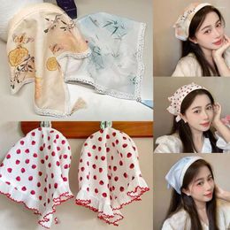 Scarves Lazy Person Lace Headscarf Triangle Hairhoop Ins Pastoral Style Hair Accessories Scarf Ink Painting
