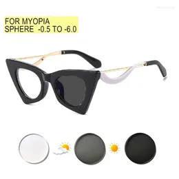 Sunglasses Cat Eye Women Pochromic Myopia Fashion Colourful Nearsighted Shades Eyeglasses Shortsighted Glasses