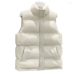 Women's Trench Coats 2024 Autumn Winter Down Cotton Vests Solid Colour Sleeveless Waistcoat Parkas Short Jackets Thick Warm Outerwears JH415