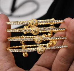 Bangle 4pcsset 24K Gold Colour Dubai Wedding Bangles For Women Micro Inlay Jewellery Nigeria Bracelets Party Gifts2504372