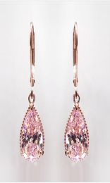 Rose Diamond for Women Fashion Pink Topaz Gemstone Bizuteria 14K Gold Garnet Drop Earring Orecchini Girls5541334