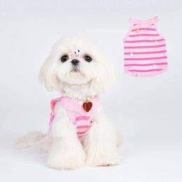 Dog Summer Thin Vests Clothes Pet Cat Cute Pink Striped Vest Cooling Puppy Kitten Clothing Comfortable High Quality Costume 240422