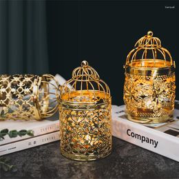 Candle Holders Metal Luxury Creative Holder European Small Bird Cage Decoration Wedding Centerpieces Portavelas Room Accessories AH50CH