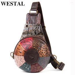 Bag WESTAL Crossbody Bags For Women Chest Sling Women's Genuine Leather Messenger Over The Shoulder Pack Lady 167