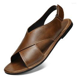 Sandals Men's Summer Leather Comfortable Massage Fashion Casual Non-slip Breathable Trendy Waterproof Wear-resistant Large Size