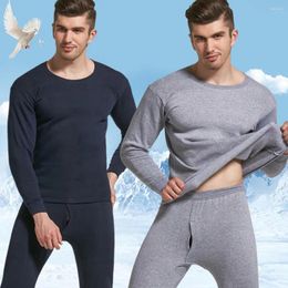 Men's Thermal Underwear 2pcs Long Johns Winter O-neck Suit Keep Warm Sleepwear Top Pant Set Camiseta Termica Hombre