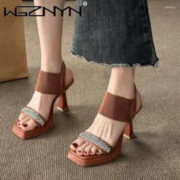 Sandals 2024 European And American Fashion Luxury Women's Shoes Comfortable Super High Heels Slim Black Heel Fish Mouth