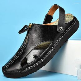 Sandals Fashion Summer Leisure Beach Men Shoes High Quality Genuine Leather Handmade Big Size 38-48