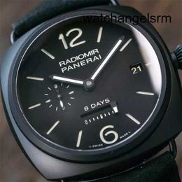 Designer Wrist Watch Panerai Radiomir Series Mechanical Swiss Luxury Waterproof Luminous Sports Tough Man Watch PAM00384 Black Ceramic Three Pin 8-day Chain 45mm