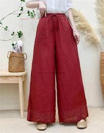 Ethnic Clothing 2024 Chinese Vintage Pants Retro Linen Breathable Loose Traditional Double Layers Wide Leg Trousers Folk