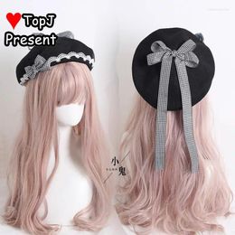 Berets Women's Lolita Punk Gothic Harajuku Girls Beret Japanese Thin Bow Knit Cotton Linen Art PainterBreathable Autumn Style Hat