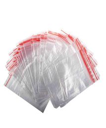 Press Zip Self Clear Seal Grip Lock Plastic Bags with Red Side3964117