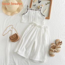 Clothing Sets Bear Leader Baby Girls Casual Summer Embroidery Kids Clothes Vest Tops Wide Leg Pants Outfits Suits 2PCS