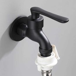 Bathroom Sink Faucets Bathroom Black Single Cold Tap Wall Washing Machine Single Tap Cold Water Faucet Garden Black Tap