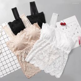 Camisoles & Tanks Sexy Lace Crop Top Fashion Women Free Chest Camisole BraleLace Wrapped Floral Padded Underwear Ladies Ship