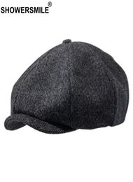 SHOWER Brand Wool Newsboy Caps Men Grey Herringbone Flat Caps Women Coffee British Gatsby Cap Autumn Winter Woollen Hats8094386