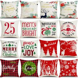 Pillow Christmas Winter Covers Red 45x45 Cm Decorative Throw Case Decorations Linen For Sofa Couch