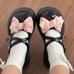 Dress Shoes 2024 Autumn Sweet Lolitas Bow Lolita Women Mary Jane Round-toe Mid Heels Buckle Party Designer Wedges Sandals