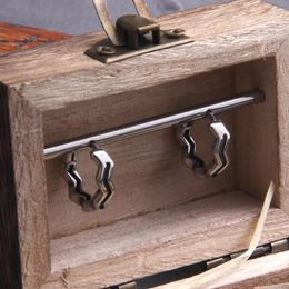 Hoop Earrings Vikings Jewellery For Men Punk Stainless Steel Huggie Small With Wooden Box As Gift