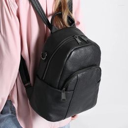 School Bags Soft Genuine Leather Backpack Women Men Large Casual Versatile Shoulder Bag Daily Knapsack Travel Cowhide Designer