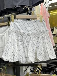 Skirts Korean Fashion Mini Skirt For Women Dot Print Patchwork A-line High Waist Female Bud Summer Sweet Almighty Dropship
