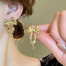 Stud Earrings Zinc Alloy Gold Bow Eardrop Color Ear Studs Metal Bowknot Fashion Jewelry Hook Premium Gift