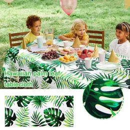 Table Cloth Tropical Hawaiian Palm Leaf Tablecloth - PEVA Waterproof Oil Resistant Disposable Cover For Party Decoration