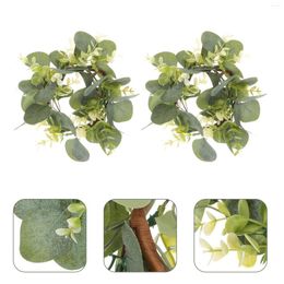 Decorative Flowers 2 Pcs Ring The Tabletop Wreath Green Leaves Artificial Leaf Plastic Party Decoration Adornment Hanging