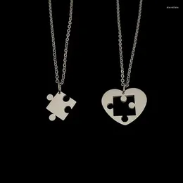 Pendant Necklaces Puzzle Heart Matching Couple Paired Necklace For Lovers Friends Women Men Hip Hop Sweater Chain Trendy Collar
