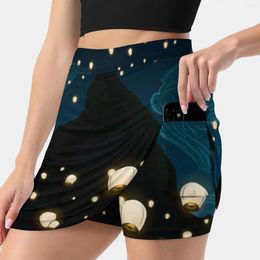 Skirts The Mage Women's Skirt With Hide Pocket Tennis Golf Badminton Running Lanterns Mountain Lights