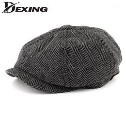 Berets Men Octagonal Big Size Herringbone Gatsby Tweed Cap Sboy Male Beret Peaky Blinders Hat Spring Women Flat Hats15161812