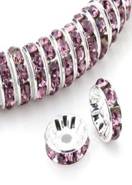 Tsunshine 100Pcs Rondelle Spacer Crystal Charms Beads Silver Plated Czech Rhinestone Loose Bead for Jewelry Making DIY Bracelets9319924