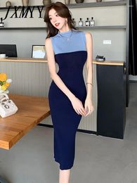 Casual Dresses Summer Fashion Color Waist Sleeveless Vest Split Elegant Hip Dress Slim Fit Women's Clothing