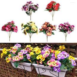 Decorative Flowers Artificial Pansy 10 Heads 26cm Fake Flower Silk Bouquet For Wedding Parties Home Plant Bunch Decoration